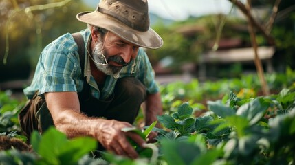 a farmer tending to his crops, showcasing the importance of sustainable agriculture and food security.