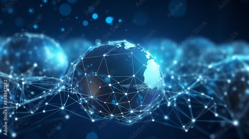 Poster global blockchain network facilitating secure and transparent transactions.