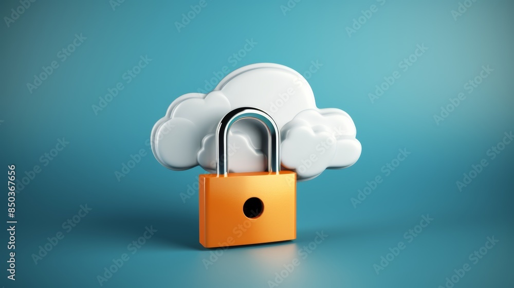 Aufkleber a padlock secured around a cloud storage icon, illustrating the protection of data stored in the cloud.