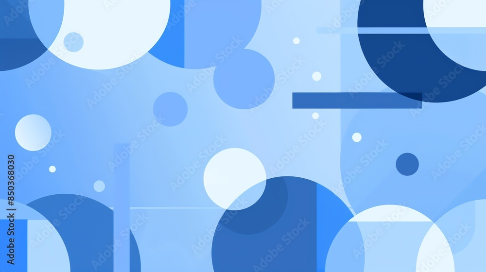 Wall mural Minimalist graphic design pattern with technical shapes in blue - Wall murals