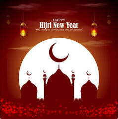 Vector illustration of Islamic New Year social media feed template
