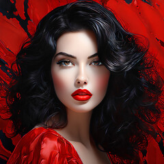 Fototapeta premium portrait of a woman with red lips
