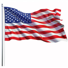 Obraz premium An American flag in all it's glory, white background