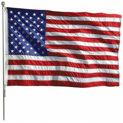 Fototapeta premium An American flag in all it's glory, white background