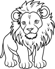 Lion line art fir coloring book page