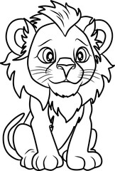 Lion line art fir coloring book page