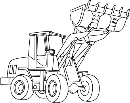recommend clip art: Bulldozer line art for coloring book page