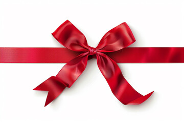 red ribbon with red bow on white background, in the style of ultra detailed, wrapped, red