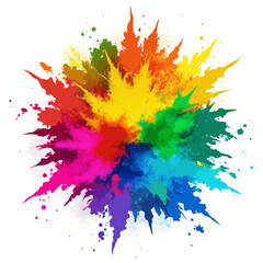 Multicolor powder explosion on White background. Colored cloud. Colorful dust explode. Paint Holi.