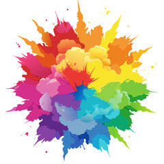 Multicolor powder explosion on White background. Colored cloud. Colorful dust explode. Paint Holi.