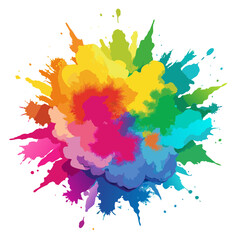 Multicolor powder explosion on White background. Colored cloud. Colorful dust explode. Paint Holi.