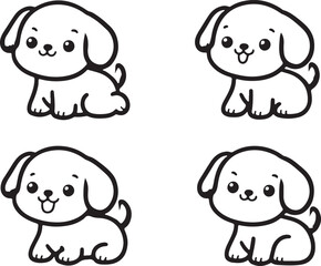 cute dog vector, Silhouette vector style