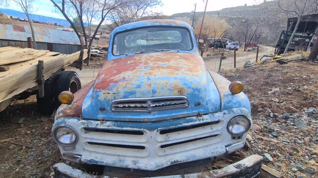 Old Rusty Corroded Studebaker Pickup Truck Car From 1950's, Close Up