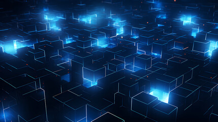 Obraz premium Abstract background of blue glowing cubes