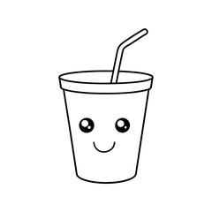      Cup with a straw and  a smiling face  vector illustration.
