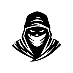 Masked hooded ninja assassin warrior emblem vector illustration © JoelMasson
