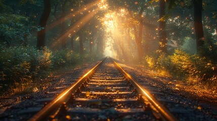 Naklejka premium Rails lay the path forward, realistic,