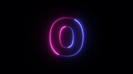 Neon letter O. Two-color trendy glowing neon alphabet letter O. Educational concept with neon letter