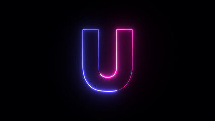 neon letter U. Two-color trendy glowing neon alphabet letter U. Educational concept with neon letter © Zen Z