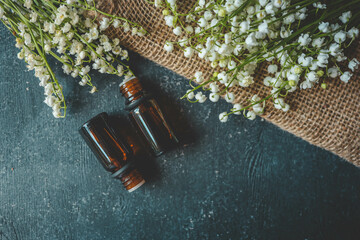 Essential oil with lily of the valley aroma, aromatherapy