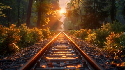 Naklejka premium Rails lay the path forward, realistic,