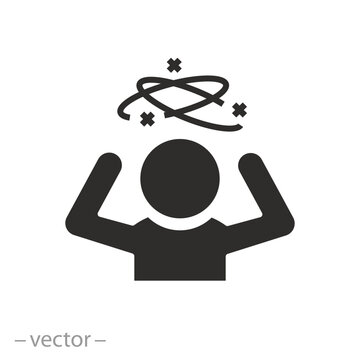 feeling dizzy icon, headache person, vertigothin discomfort, dizziness thin line symbol - vector illustration