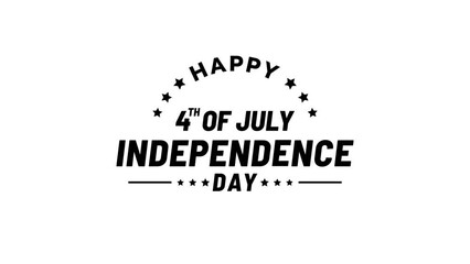 Happy 4th of july independence day text animation in black and white for American independence day greetings, celebrations, banners, events, etc.