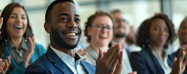 Obraz premium Successful Pitch Applaud Entrepreneur s Pitch