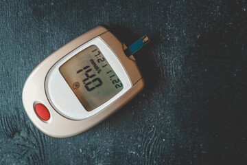 Close-up Of Woman Hands Testing High Blood Sugar With Glucometer