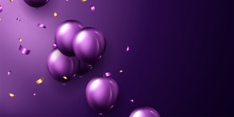 3d purple balloon design background vector banner template beautiful illustration © HNKz