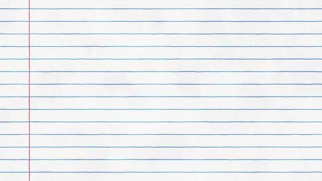 Blue horizontal lines on white paper motion background. Doodle red and blue line on grunge animated background. Pattern, graph, page, sheet, exercise book paper texture.
