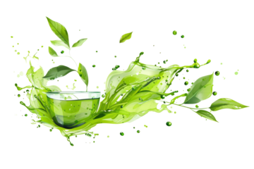 Soothing splash of aromatic green tea, with tea leaves