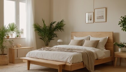 Modern minimalist bedroom .Modern minimalist bedroom with neutral colors and sleek furniture