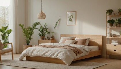 Modern minimalist bedroom .Modern minimalist bedroom with neutral colors and sleek furniture