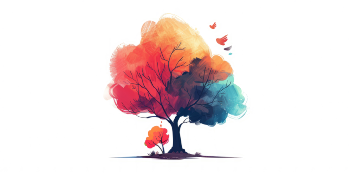 Tree of unique shape on a white background png.