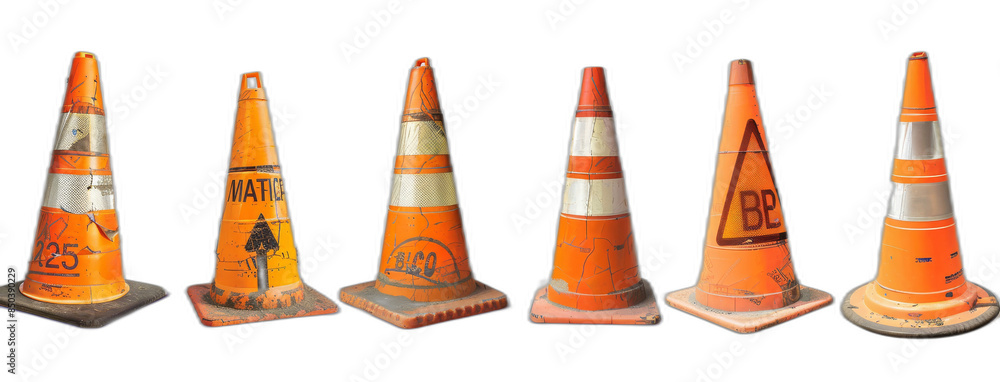 Poster png file of 3d realistic traffic cones on an isolate transparency background