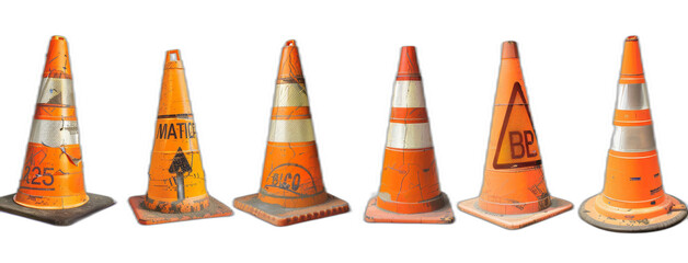 PNG file of 3D realistic traffic cones on an isolate transparency background