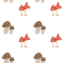 Fall thanksgiving pattern with autumn leaves and plants, animals. Cute fabric design. Thanksgiving day seamless background in traditional colors for clothes, textile, wrapping papers. Cute elements.