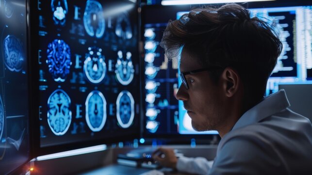 Radiologist analyzingHe Yi Xue Yi Xue Ying Xiang to detect any abnormalities.