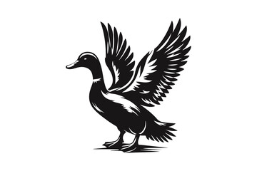 elegant black silhouette style duck logo template vector illustration art isolated on transparent background - Generative AI