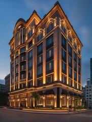 Fototapeta premium Luxurious City Hotel with Elegant Lighting 