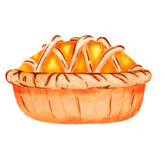 Apple pie watercolor hand drawn 