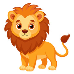 Obraz premium Lion vector illustration, cute animal vector illustration, Lion illustration vector, cute Lion cartoon illustration