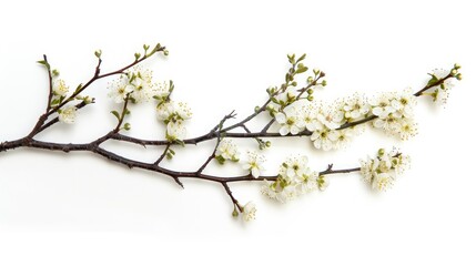 Obraz premium Delicate Spring Twig Adorned with Small White Flowers