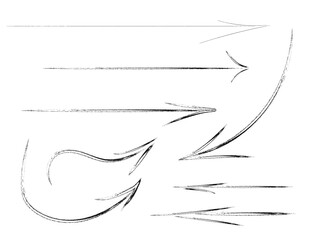 Abstract textured arrows in black, gorgeous isolated set.