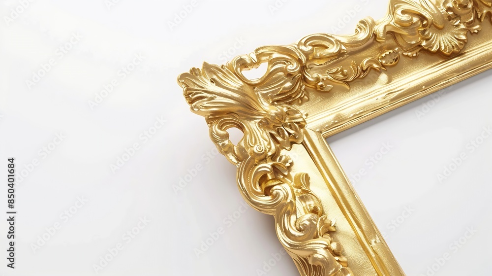 Poster gold picture frame isolated over white background : generative ai