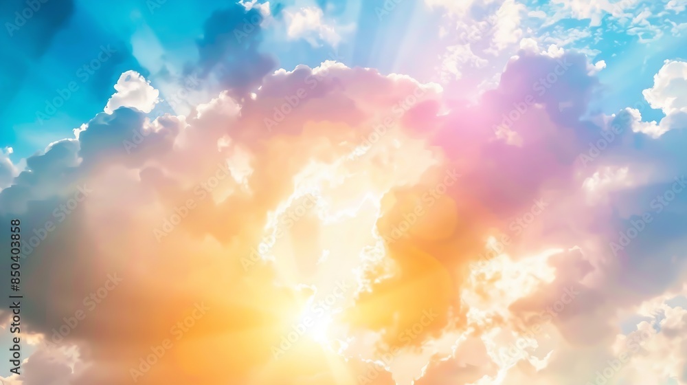 Poster sunset sky with multicolor clouds dramatic twilight sky background : generative ai