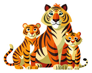 Tiger vector illustration, cute animal vector illustration, Tiger illustration vector, cute Tiger cartoon illustration
