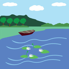 Nature With River Square Vector