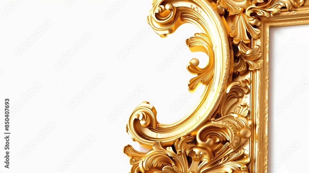 Poster antique golden frame isolated on white background : generative ai
